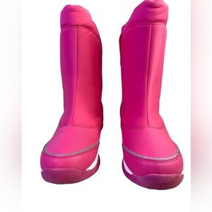 Lands End Boots Girls Insulated Waterproof Pink Velcro Fasten Size 6